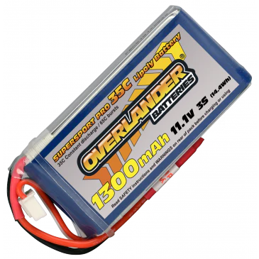 Overlander 1300mAh 3S 11.1v 35C Supersport Lipo Battery EC3 / IC3 Compatible Connector