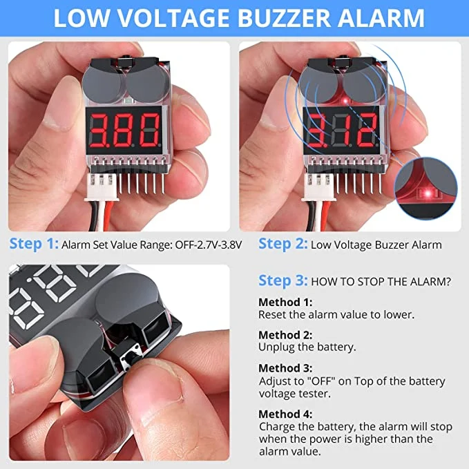1S-8S Lipo Battery Low Voltage Alarm with Cell Voltage Checker Display - Image 4