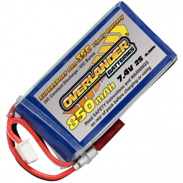 Overlander 850mAh 7.4v 2S 35C Supersport Pro LiPo Battery - BEC Connector 2816 - Image 3