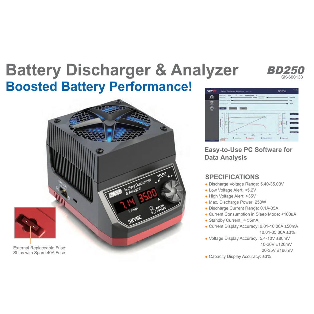 SkyRC BD250 Battery Discharger & Analyzer SK-600133-01 - Image 3