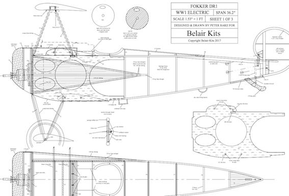 Belair DR-1 Fokker Triplane electric scale kit BA013