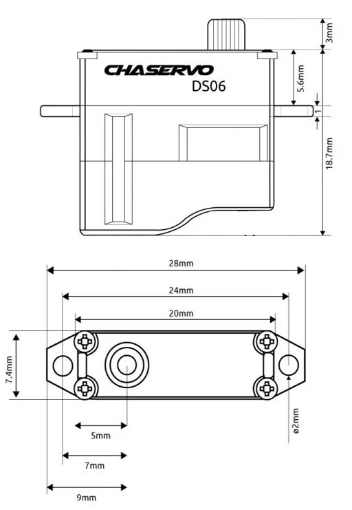 CHASERVO DS06 Micro Servo 2kg/0.07@8.4v CHA-DS06 - Image 4
