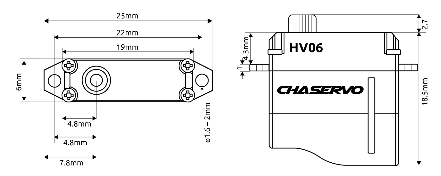 CHASERVO HV06 Micro Servo 2.65/0.05@8.4v CHA-HV06 - Image 3