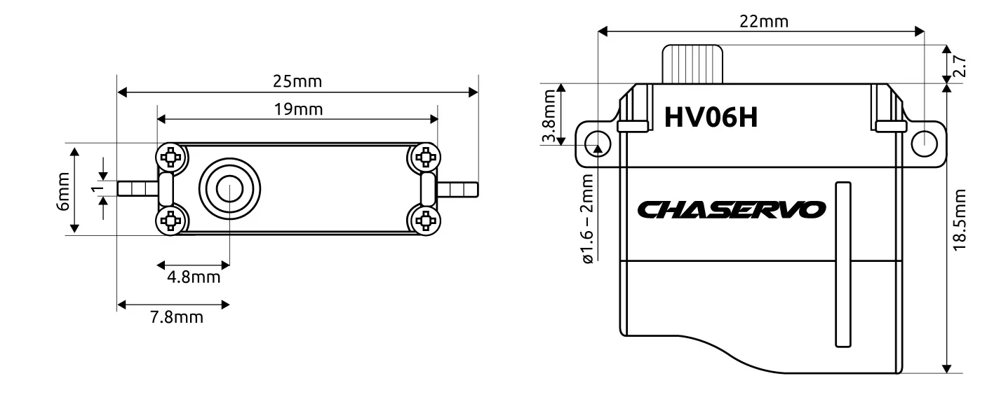 CHASERVO HV06H Micro Servo 2.65kg/0.05@8.4v CHA-HV06H - Image 3