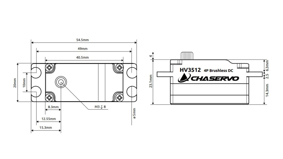 CHASERVO HV3512 Low Profile Servo 40kg/0.11@8.4v CHA-HV3512 - Image 5
