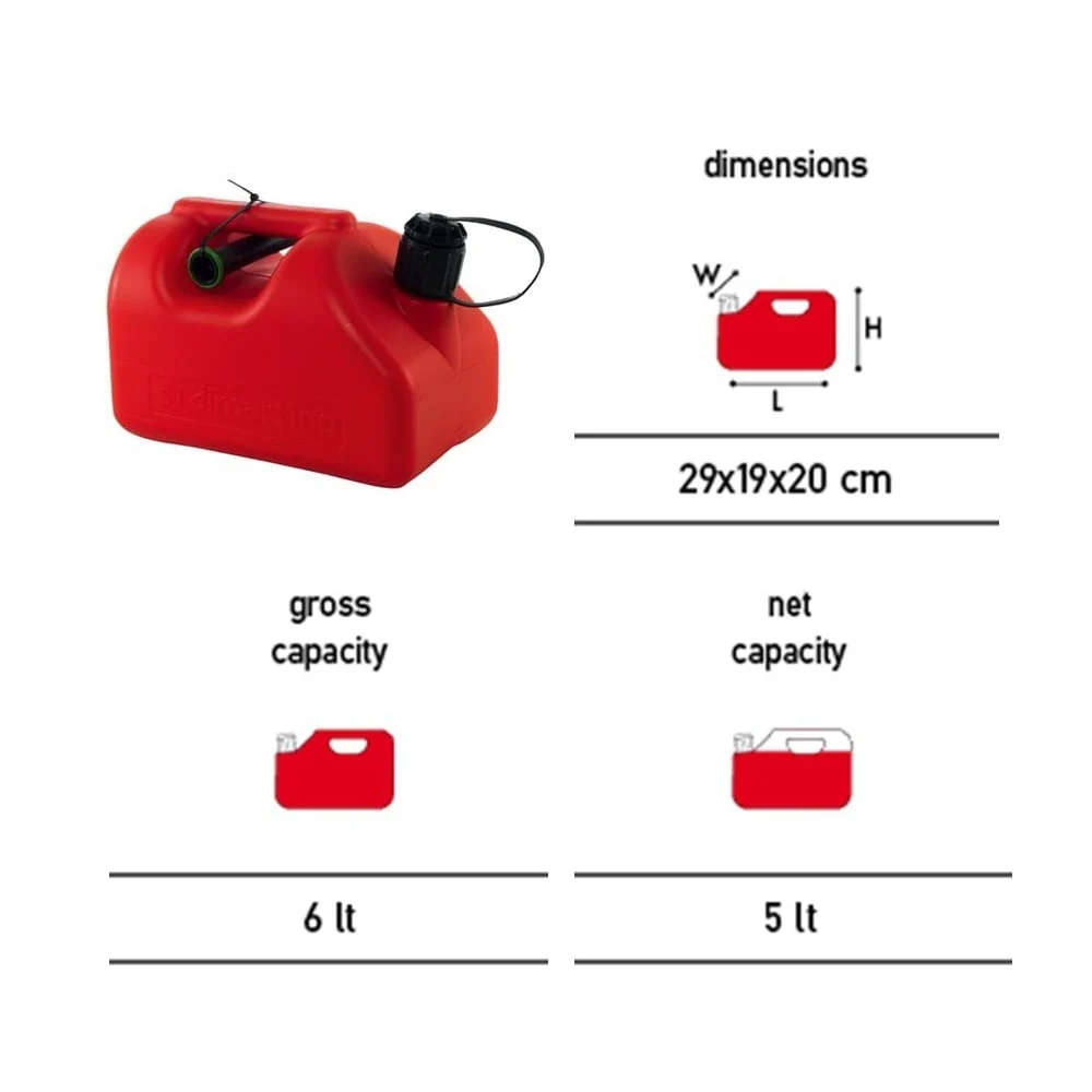 Dimartino Jerry Can Fuel Tank 5 Litre 2 Spout Approved Transport Road Rail Sea & Air 5L As used on the Nexus Fuel Caddy - Image 2