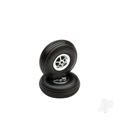 Dubro 2-1/4in Diameter Chrome Treaded Wheels (2 pcs) DUB225TC