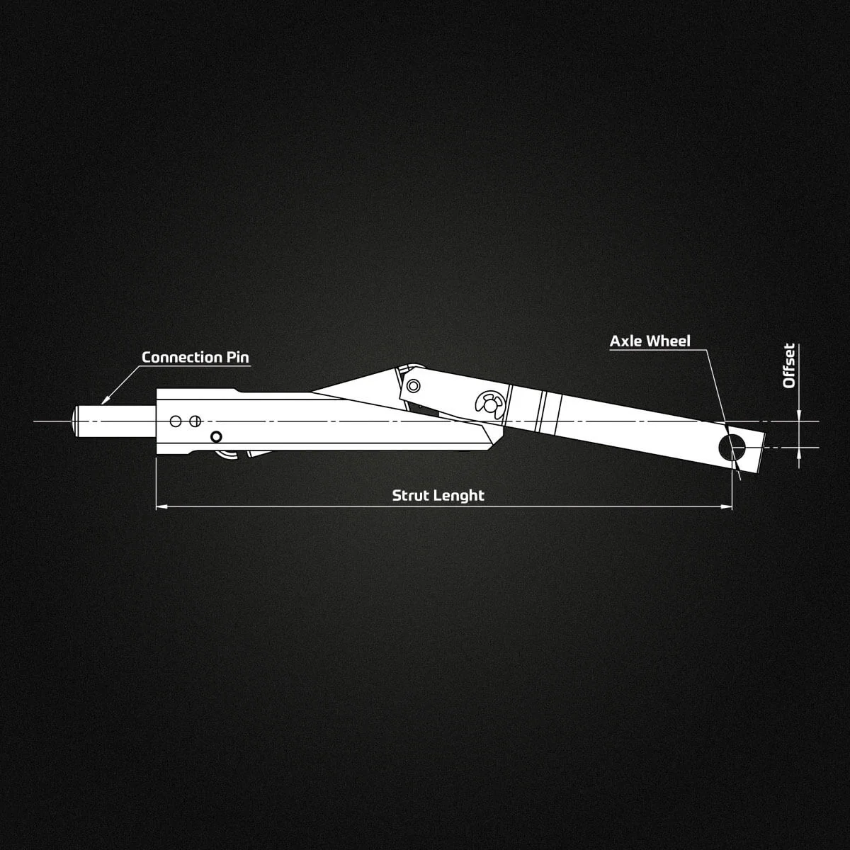 Electron Main Strut / Leg Pair 118mm Long 6mm Pin (without wheel) from Electron Retracts - Image 2