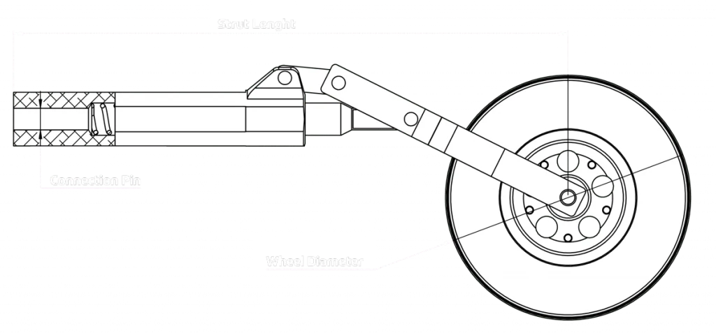 Electron Main Strut / Leg Pair 118mm Long 6mm Pin (without wheel) from Electron Retracts - Image 5