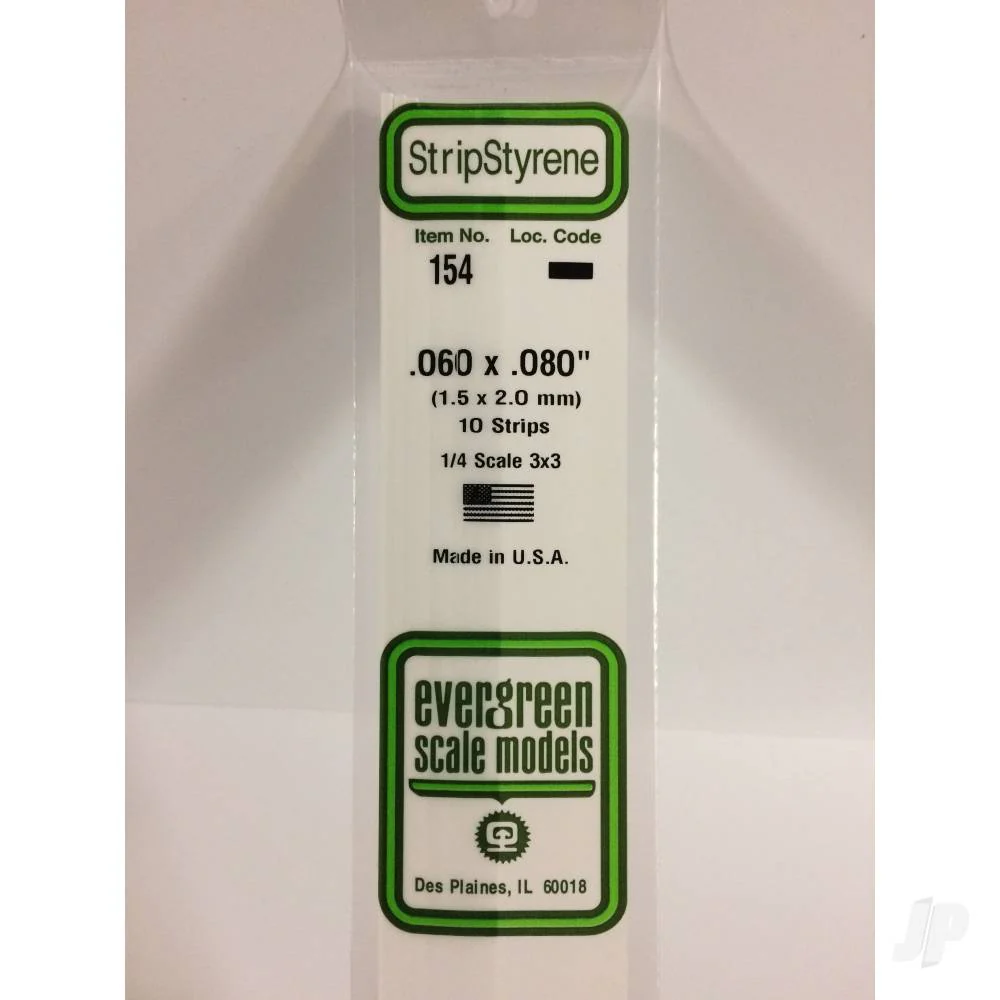 Evergreen .060 x .080" Opaque White Styrene Strip (10 Pack) 154 - Image 2