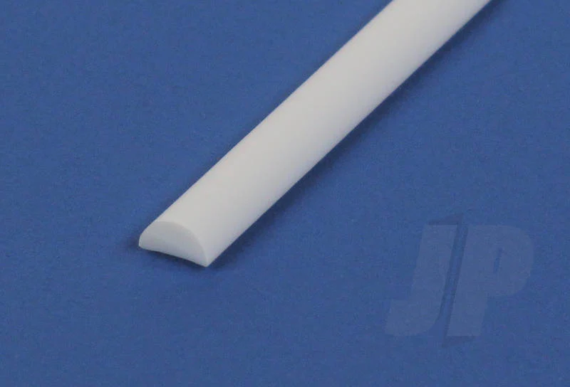 Evergreen .100" Opaque White Styrene Half Round (3 Pack) 243
