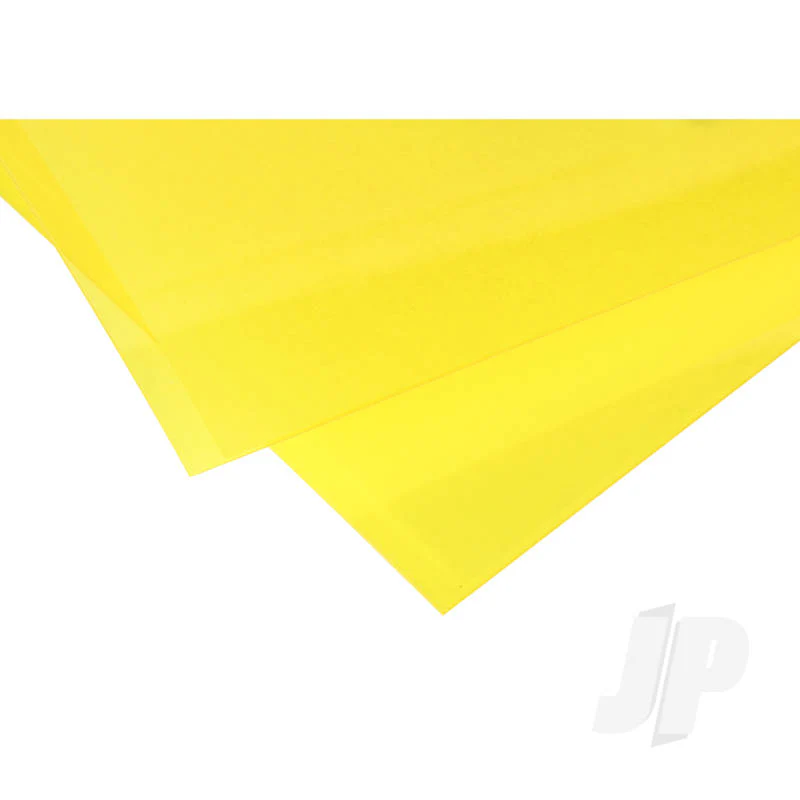 Evergreen 6x12in (15x30cm) Transparent Coloured Sheet .010in Thick YELLOW (2 Sheet per pack) 9904