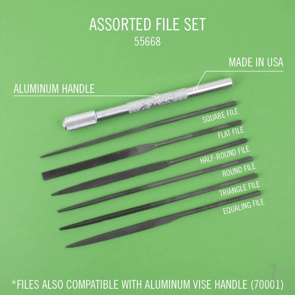 Excel Assorted File Set with Handle, Cut #2 with Square, Round, Halfround, Equaling, Knife and Flat (6pcs) (Carded) EXL55668 - Image 2