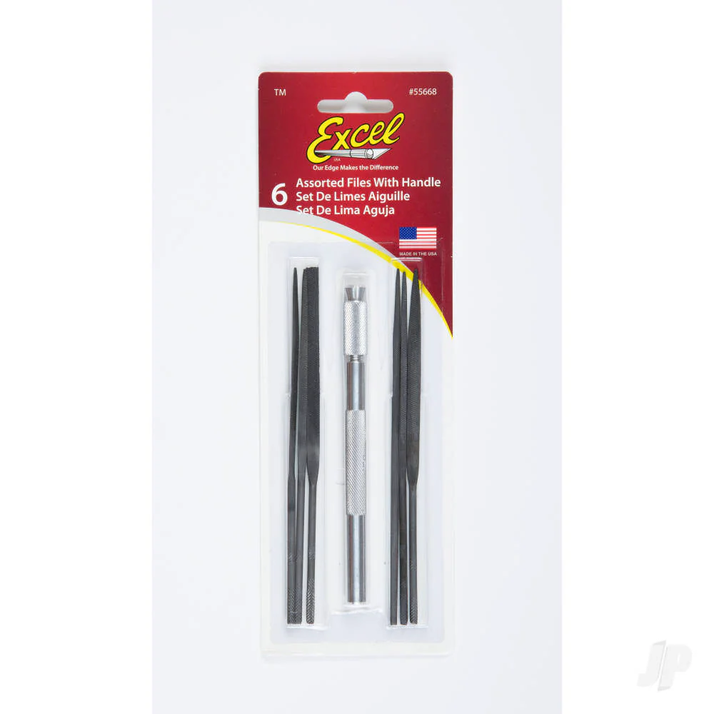 Excel Assorted File Set with Handle, Cut #2 with Square, Round, Halfround, Equaling, Knife and Flat (6pcs) (Carded) EXL55668 - Image 4