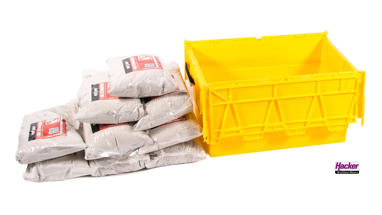 Extover® - Fire protection and Fire-extinguishing granules for Lithium Batteries in Plastic Box 45L - Image 4