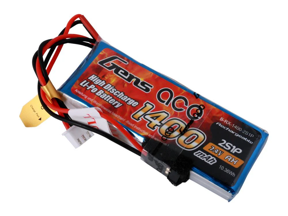 Gens Ace Li-Po 2S 7.4V 1400mAh RXC with Futaba Plug O-G2S1400-RX - Image 2