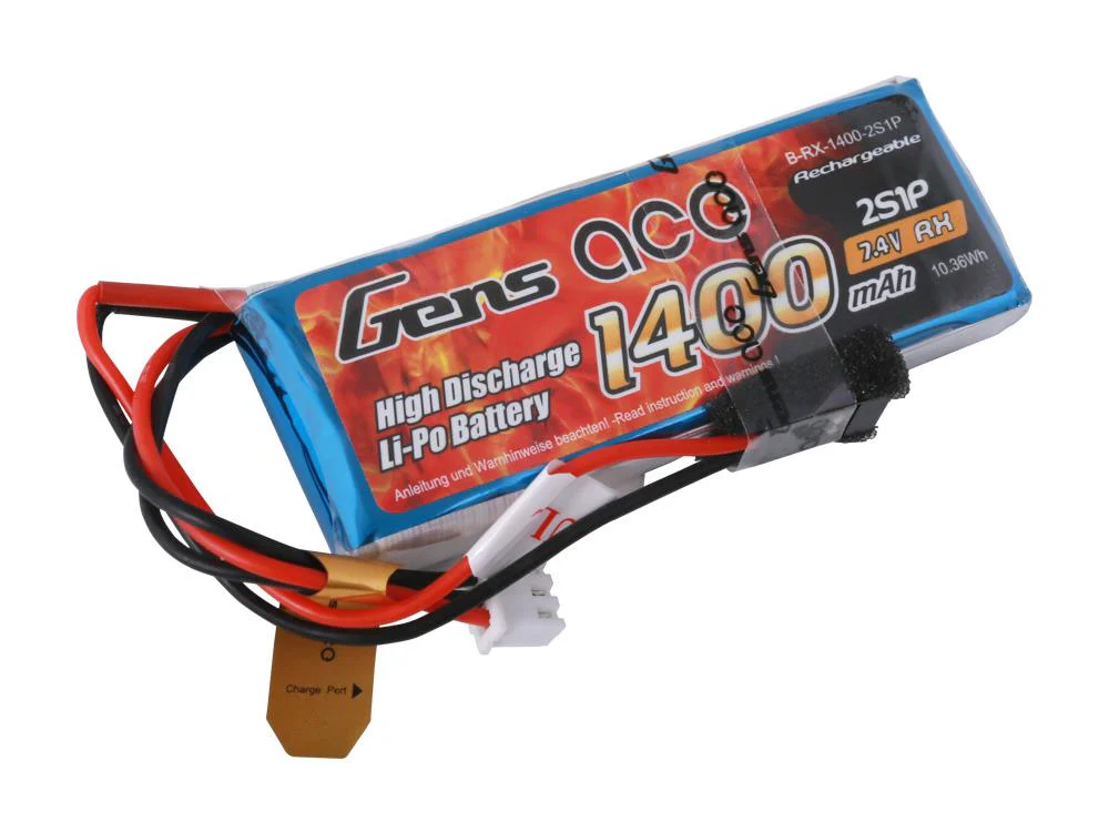 Gens Ace Li-Po 2S 7.4V 1400mAh RXC with Futaba Plug O-G2S1400-RX - Image 3
