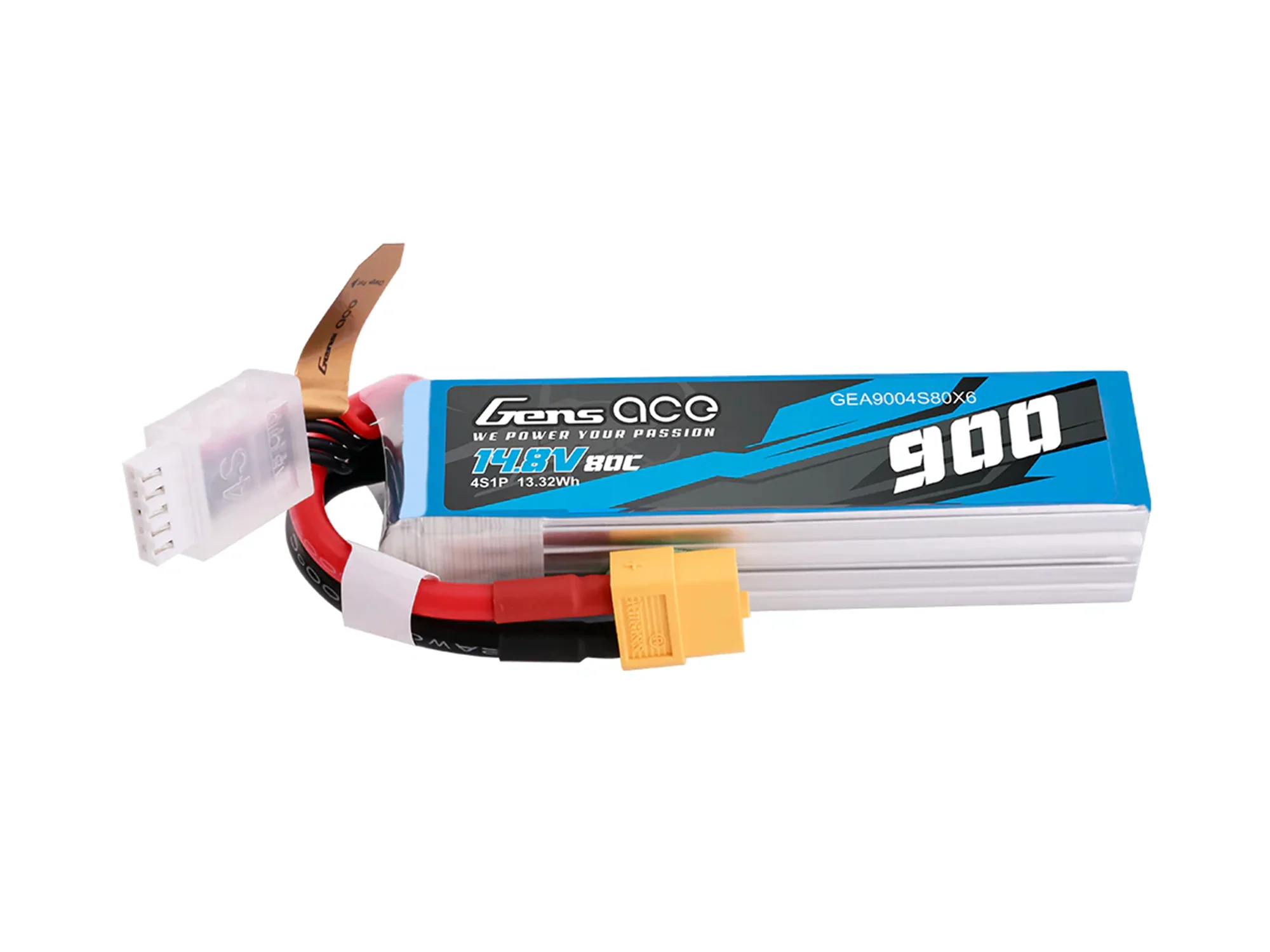 Gens Ace Li-Po 4S 14.8V 900mAh 80C with XT60 G4S0900-80X6 - Image 2