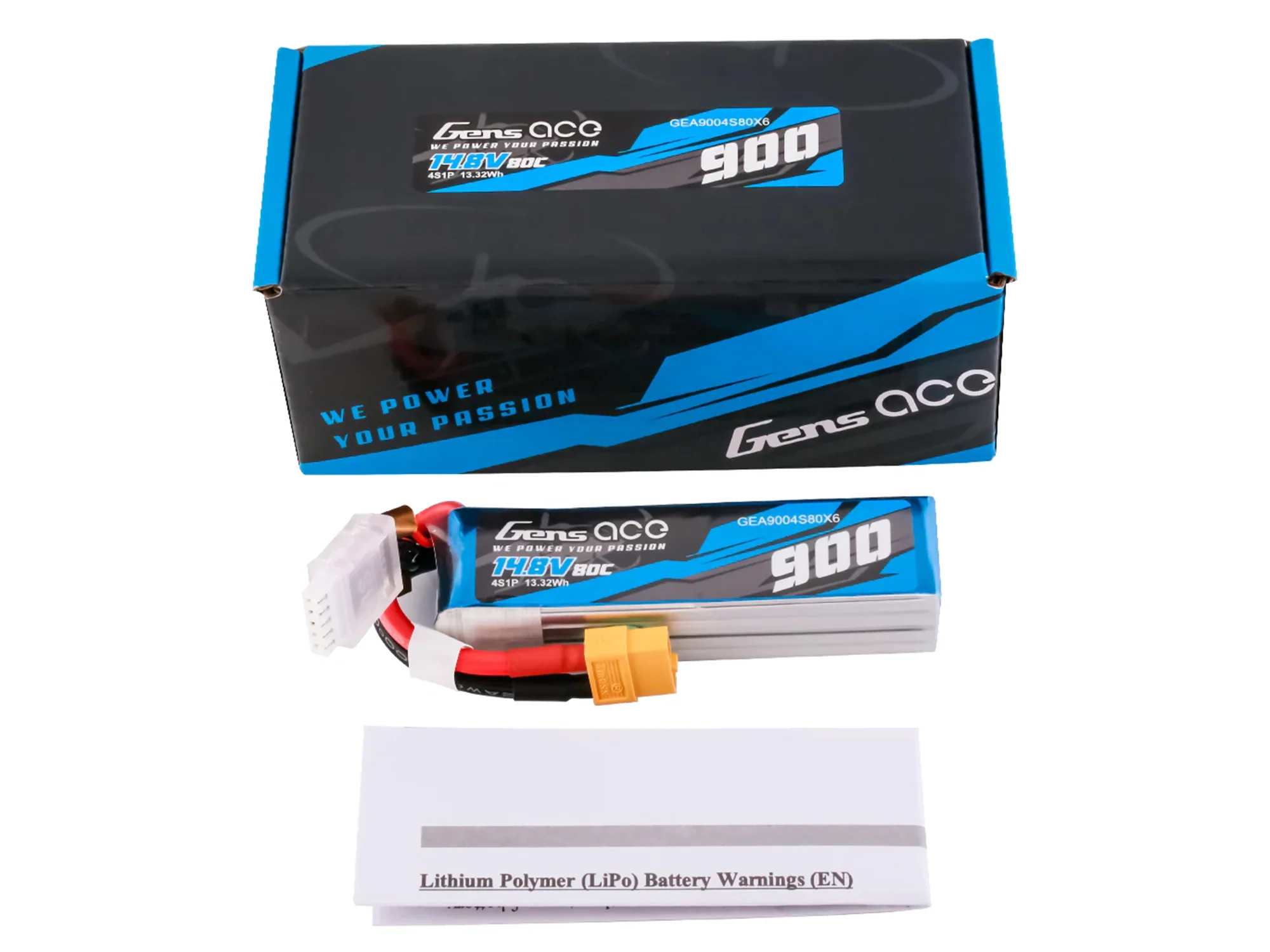 Gens Ace Li-Po 4S 14.8V 900mAh 80C with XT60 G4S0900-80X6 - Image 5