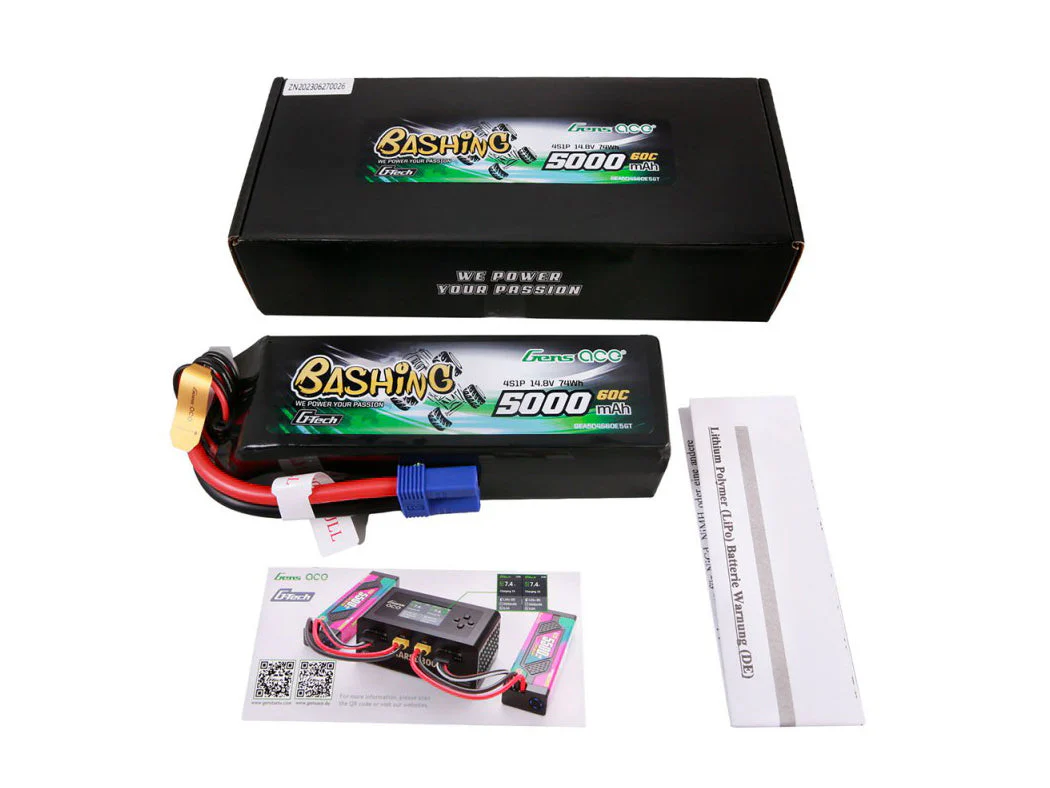 Gens Ace Li-Po Car G-Tech 4S 14.8V 5000mAh 60C Bashing with EC5 GTC4S5000-60E5 - Image 4
