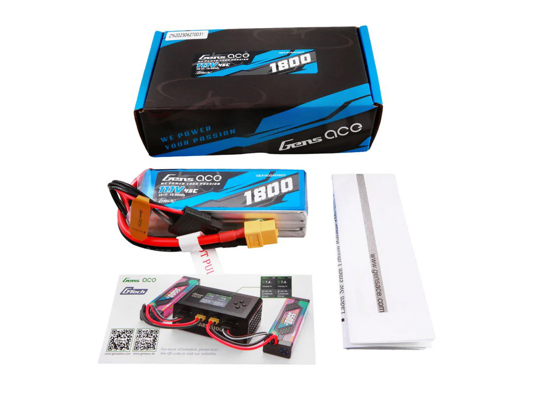 Gens Ace Li-Po G-Tech 3S 11.1V 1800mAh 45C with XT60 GT3S1800-45X6 - Image 4