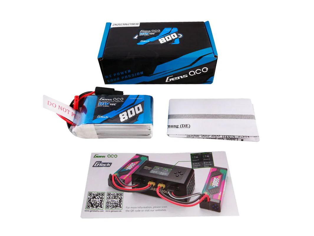 Gens Ace Li-Po G-Tech 3S 11.1V 800mAh 45C with JST GT3S0800-45JST - Image 3