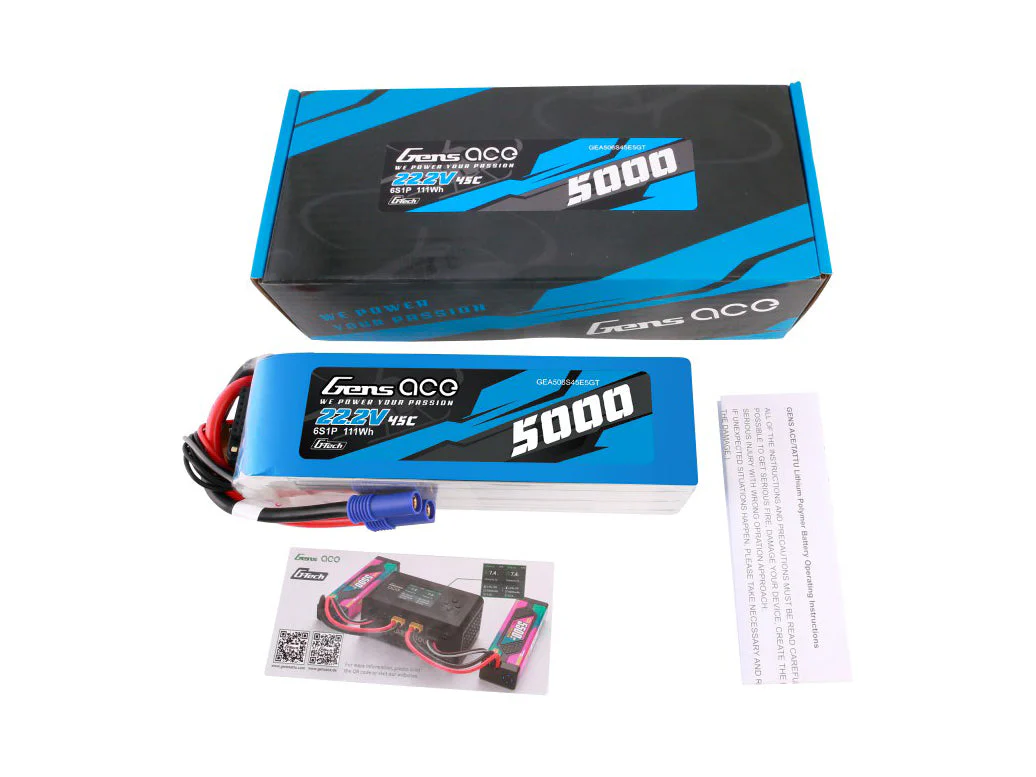 Gens Ace Li-Po G-Tech 6S 22.2V 5000mAh 45C with EC5 GT6S5000-45E5 - Image 4