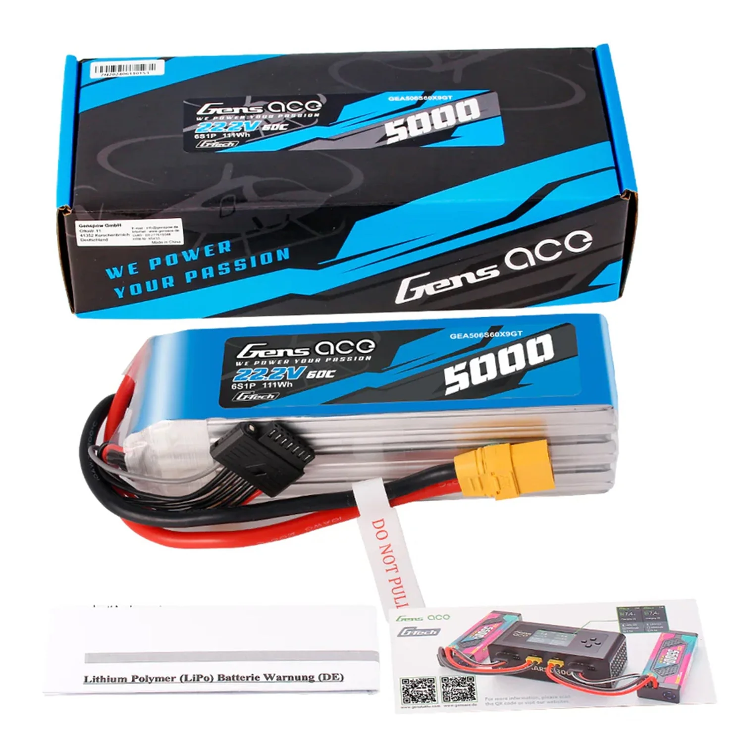 Gens Ace Li-Po G-Tech 6S 22.2V 5000mAh 60C with XT90 GT6S5000-60X9 - Image 5