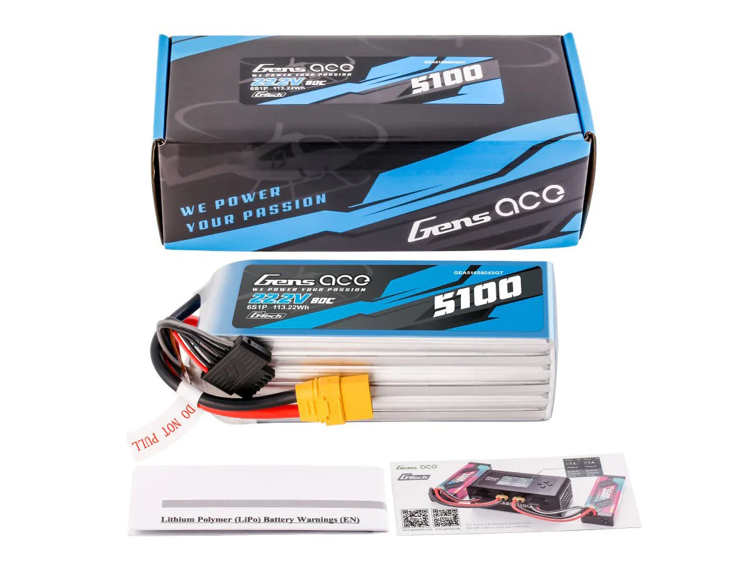 Gens Ace Li-Po G-Tech 6S 22.2V 5100mAh 80C with XT90 GT6S5100-80X9 - Image 4