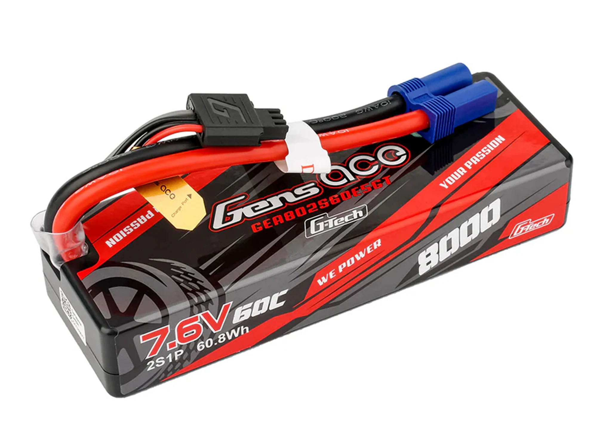 Gens Ace Li-Po Hard Case G-Tech  2S 7.4V 8000mah 60C with EC5 (Promot GT2S8000-60E5