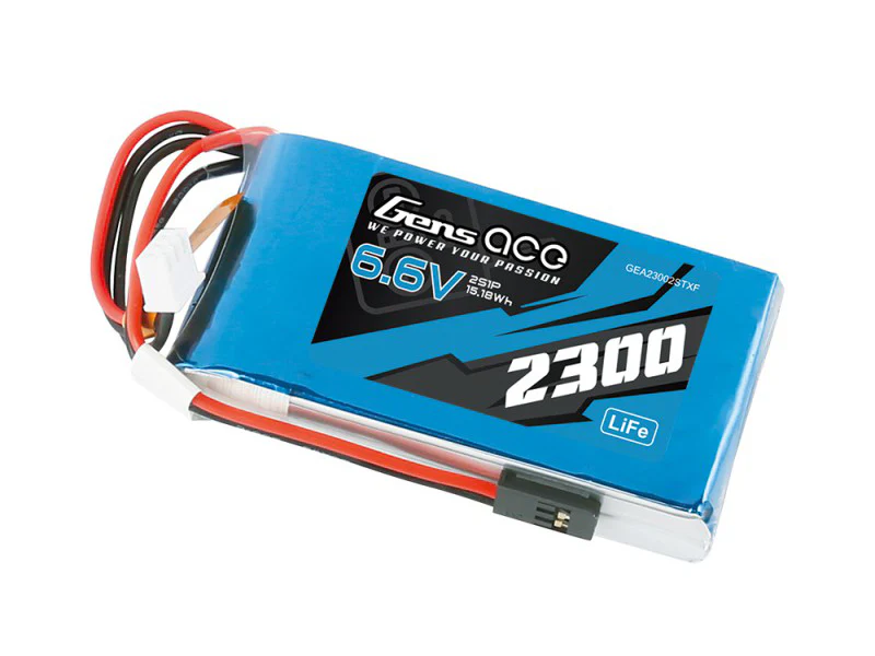Gens Ace LiFe 2S 6.6V 2300mAh RX & Tx with Futaba Plug suitable for 18SZ 16SZ 14SG 10J T8J Futaba Radio Transmitters G2S2300-TX