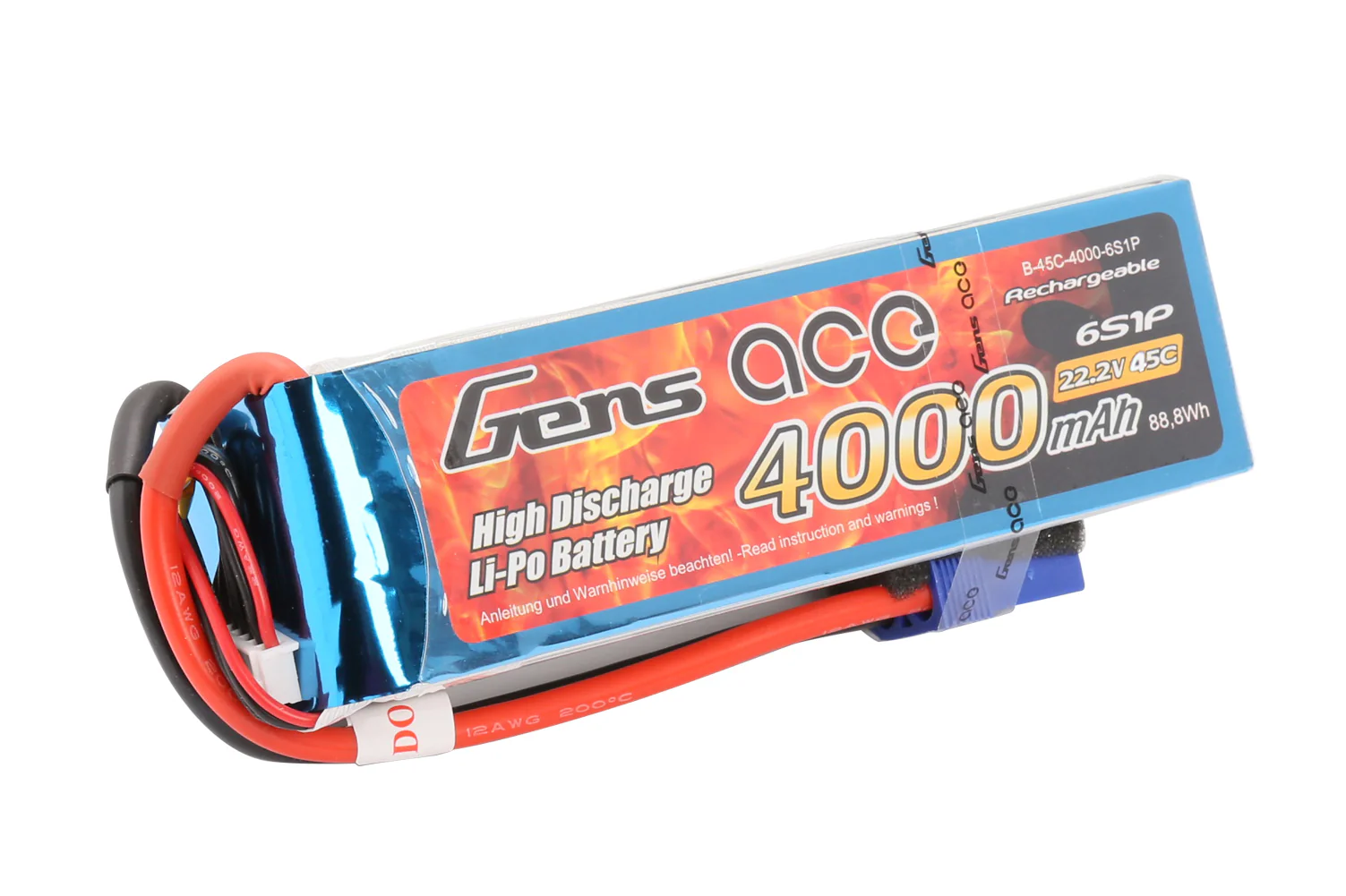 Gens Ace LiPo 6S 22.2V 4000mAh 45C with EC5 G6S4000-45E5