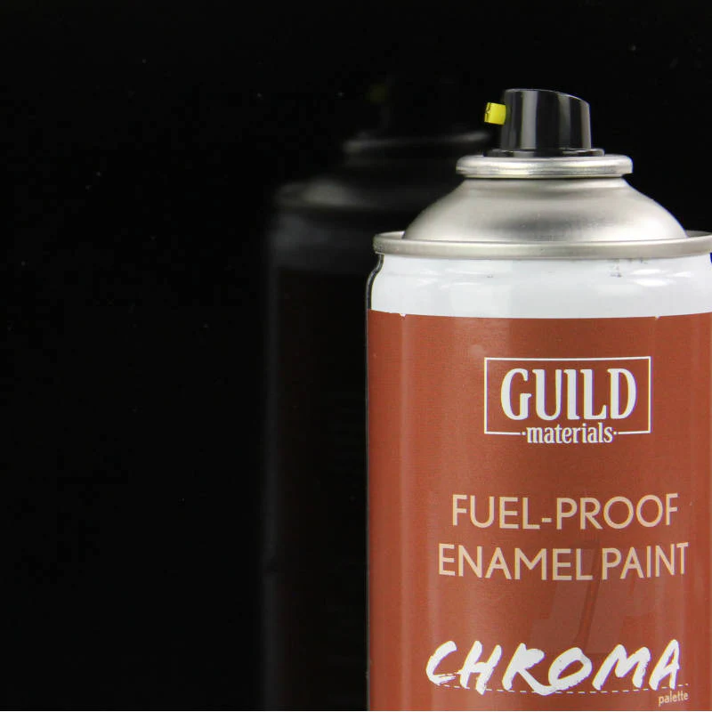 Guild Materials Gloss Enamel Fuel-Proof Paint Chroma - BLACK (400ml Aerosol) GLDCHR6403