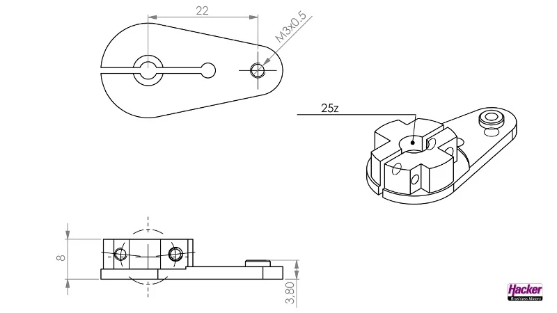 Hacker DITEX servo horn Pro single 22mm - Image 3