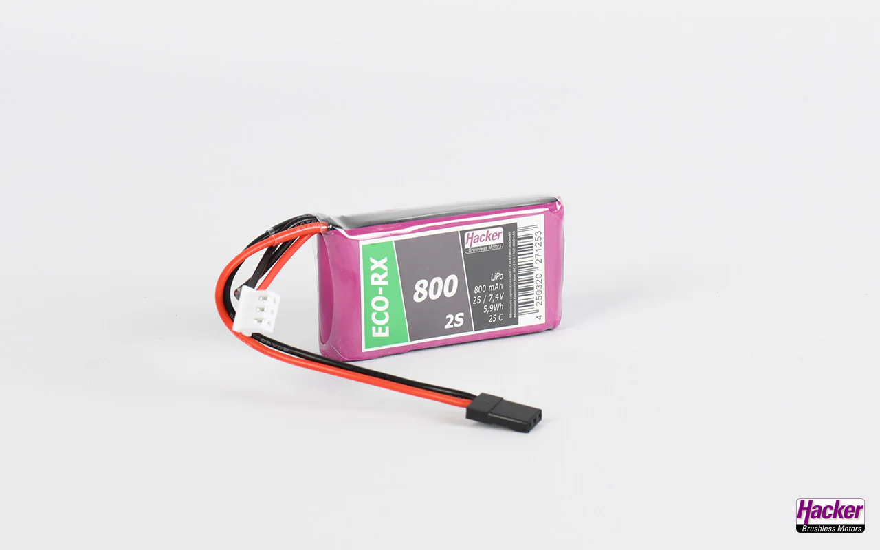 Hacker TF LiPo ECO-RX 800mAh 7.4v 2 Cell LiPo Battery 90800216 - Image 2