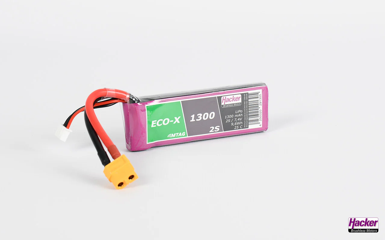 Hacker TopFuel ECO-X 2S 1300mAh 25C LiPo Battery XT60 MTAG 91300241 - Image 3
