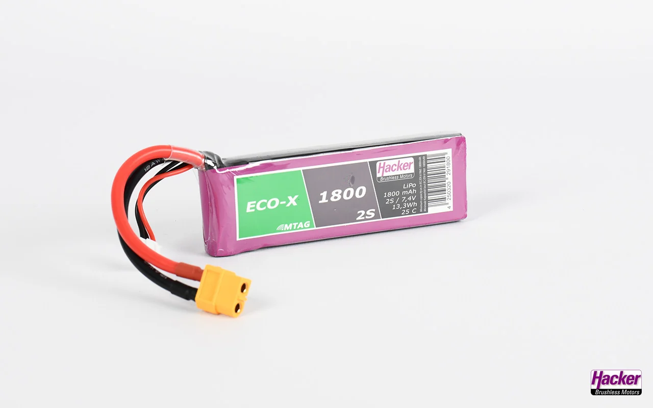 Hacker TopFuel ECO-X 2S 1800mAh 25C LiPo Battery XT60 MTAG 91800241 - Image 2