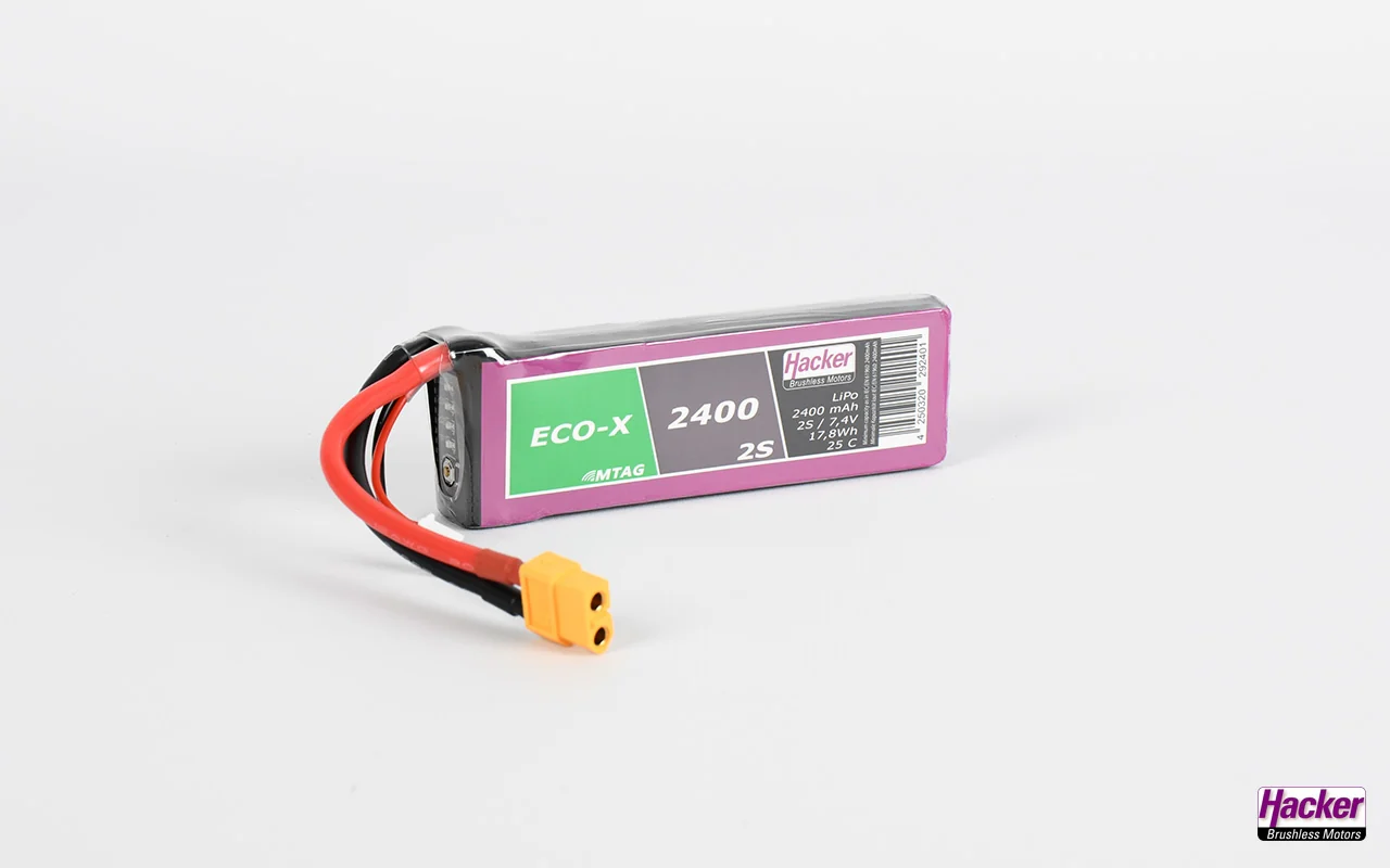 Hacker TopFuel ECO-X 2S 2400mAh 25C LiPo Battery With MTAG 92400231 - Image 2