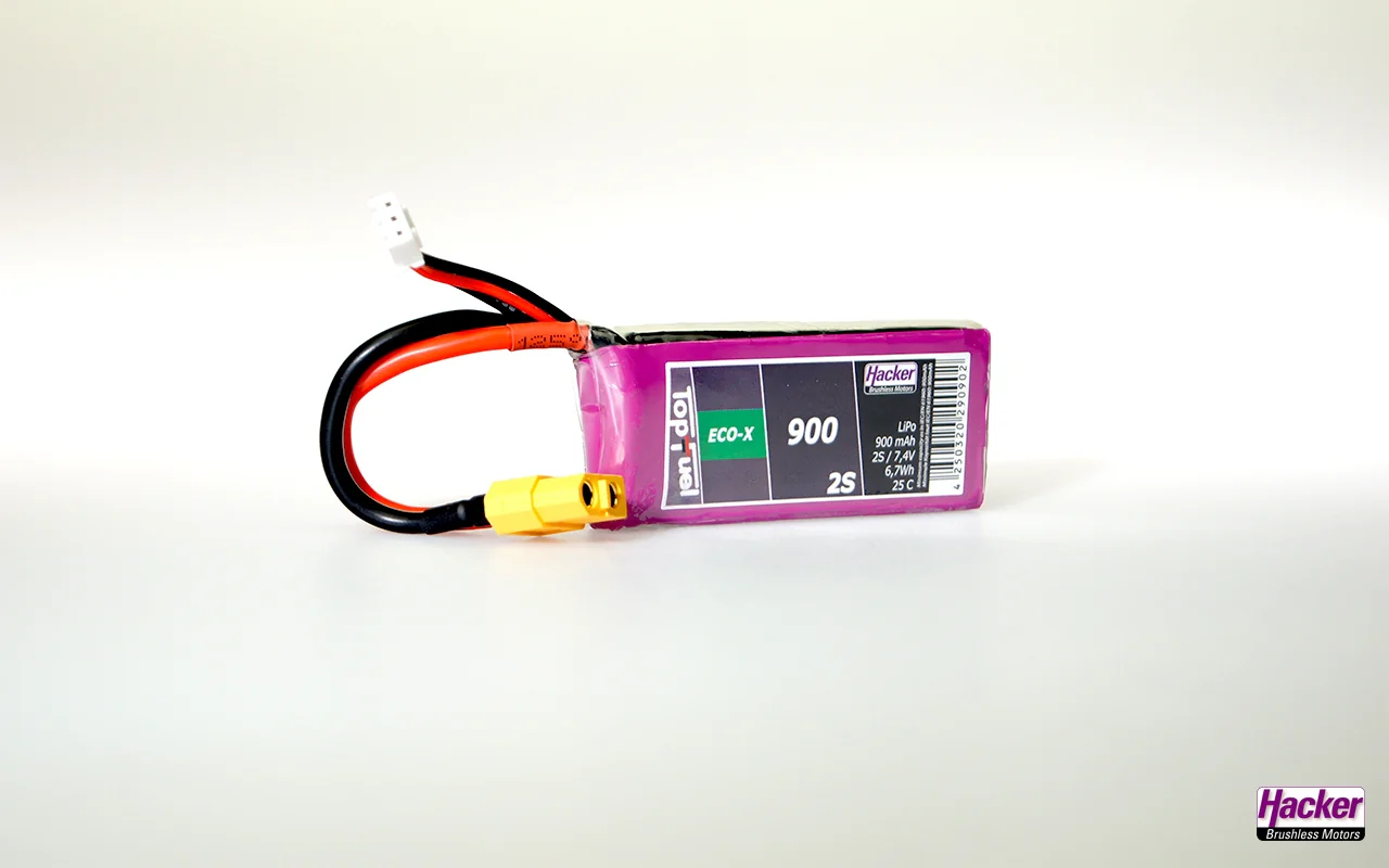 Hacker TopFuel ECO-X 2S 900mAh 25C LiPo Battery XT60 90900241 - Image 2