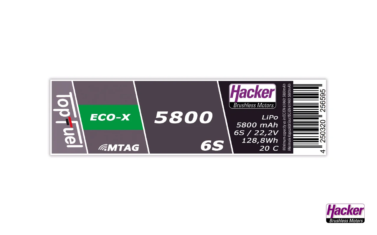 Hacker TopFuel ECO-X 6S 5800mAh 20C LiPo Battery With MTAG 95800631 - Image 2