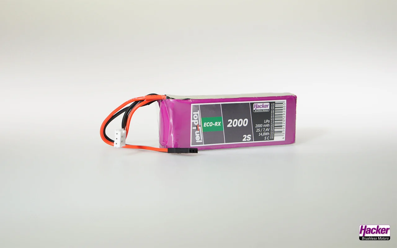 Hacker TF LiPo ECO-RX 2000mAh 7.4v 2 Cell LiPo Battery 92000236 - Image 2