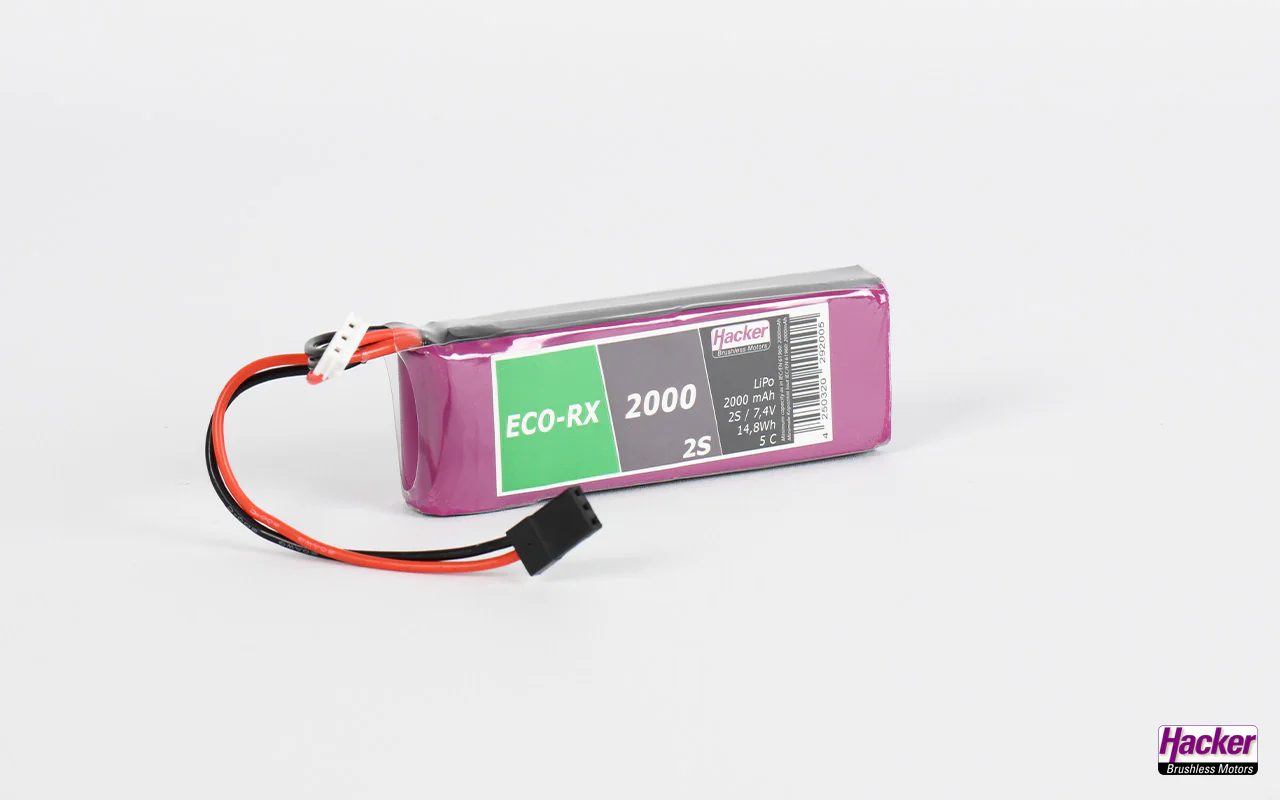 Hacker TF LiPo ECO-RX 2000mAh 7.4v 2 Cell LiPo Battery 92000236 - Image 3