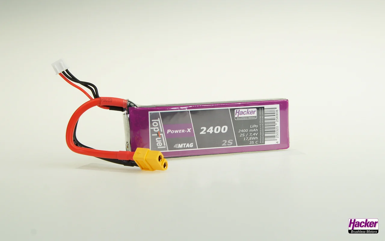 Hacker TopFuel Power-X 2S 2400mAh 35C LiPo Battery With MTAG 92400261 - Image 2