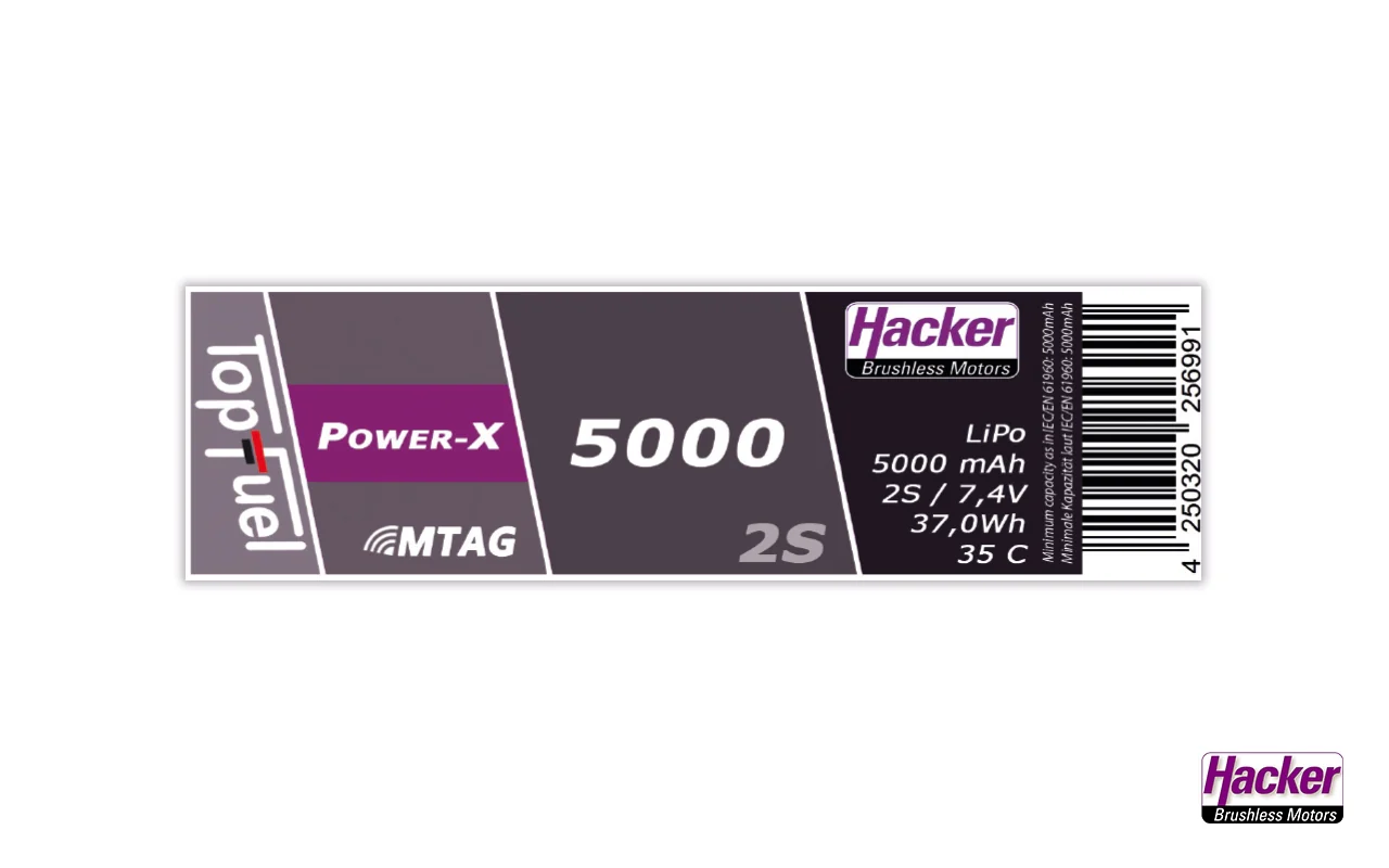 Hacker TopFuel Power-X 2S 5000mAh 35C LiPo Battery XT90AS MTAG 95000261 - Image 4