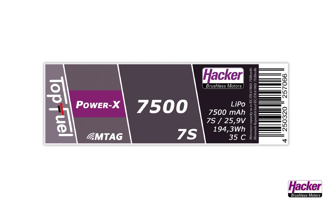 Hacker TopFuel Power-X 7S 7500mAh MTAG 35C LiPo Battery 97500761 - Image 3