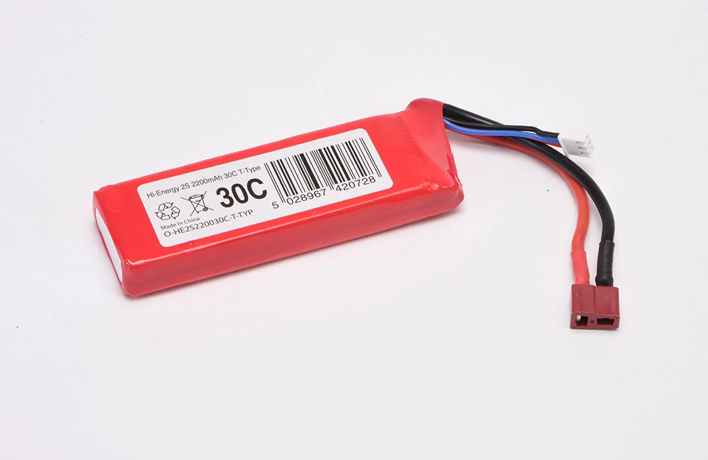 Hi-Energy 2S 2200mAh 30C Lipo Battery T-Type (Deans) O-HE2S220030C-T-TYP - Image 2