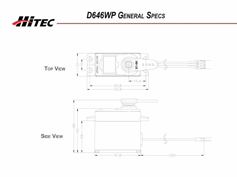 Hitec D646WP Standard Digital Cored Servo 61g 11.6kg/0.16s 6.0V - 7.4V 2221280 - Image 3