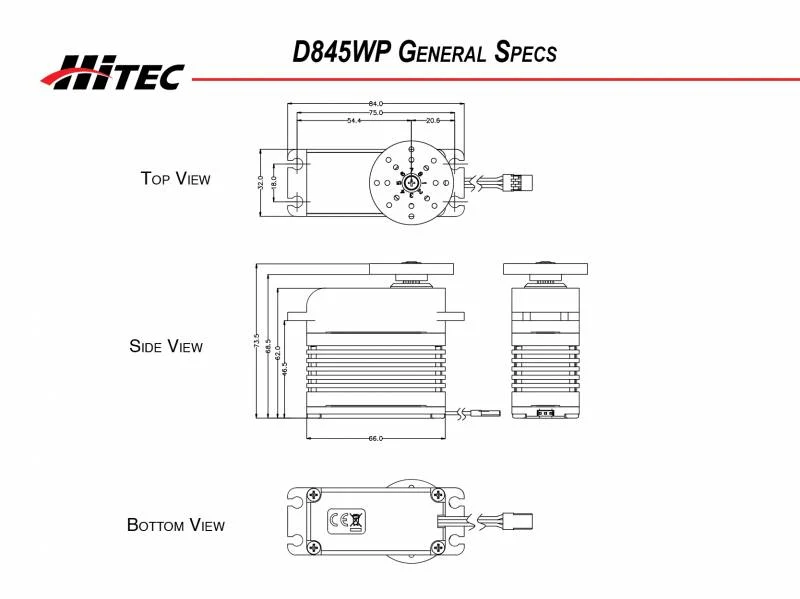 Hitec D845WP Giant Digital Cored Servo 227g 50kg/0.17s 4.8V - 7.4V - Image 7