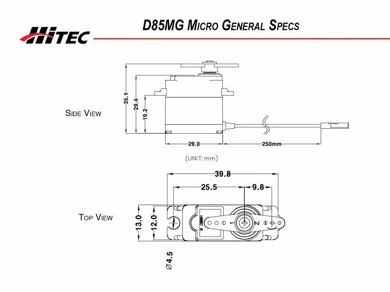 Hitec D85MG Micro Digital Cored Servo 21.9g 4.3kg/0.13s 4.8V - 6.0V 2221070 - Image 3