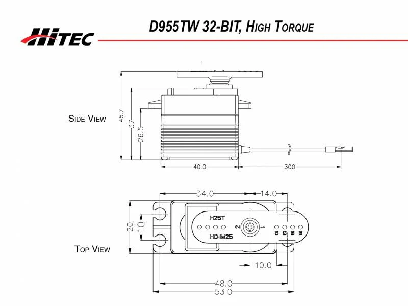 Hitec D955TW Standard Digital Coreless Servo 66g 29kg/0.12s 4.8V - 7.4V 2221019 - Image 3